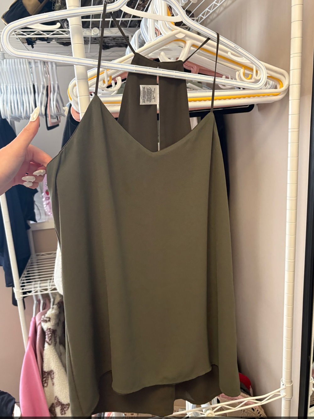 Express Olive Green Layered Halter Cami